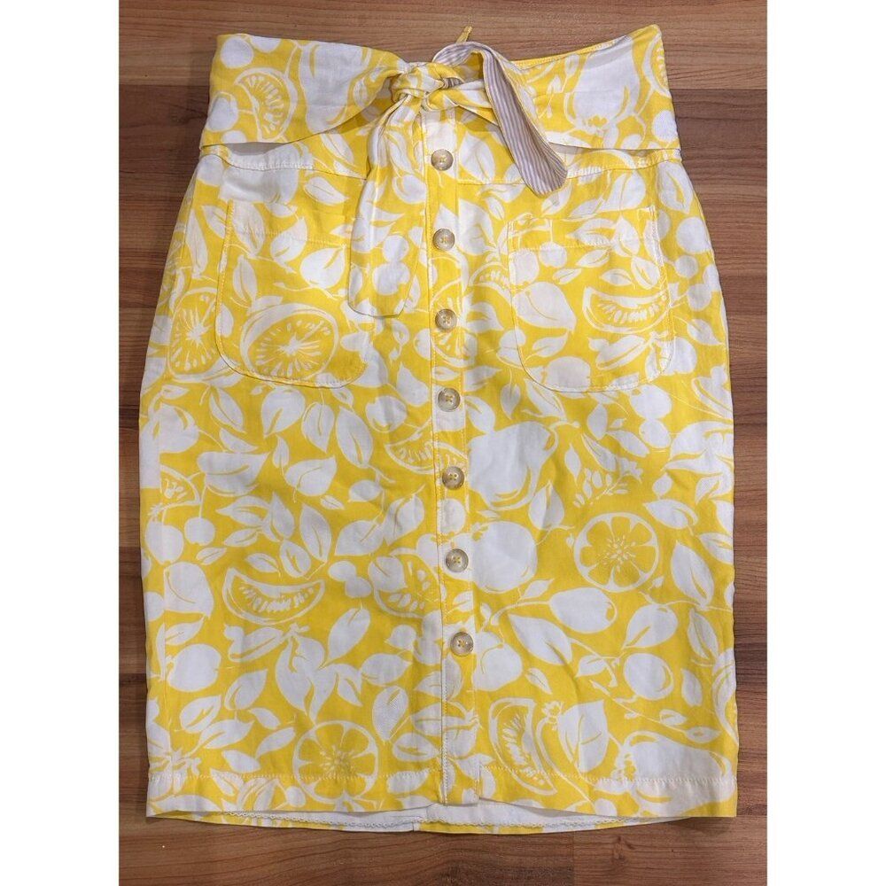 Anthropologie Conversations 44 of 52 Woman Sz 2 Yellow Linen Blend Citrus Skirt